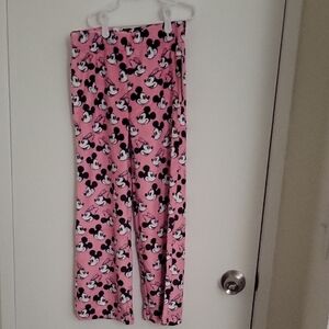 NWT Disney Girls Fleece Pink Mickey & Minnie Mouse Pajama Pants - Size L